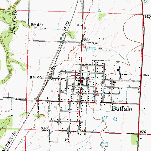 Topographic Map of Buffalo Fire Department, KS