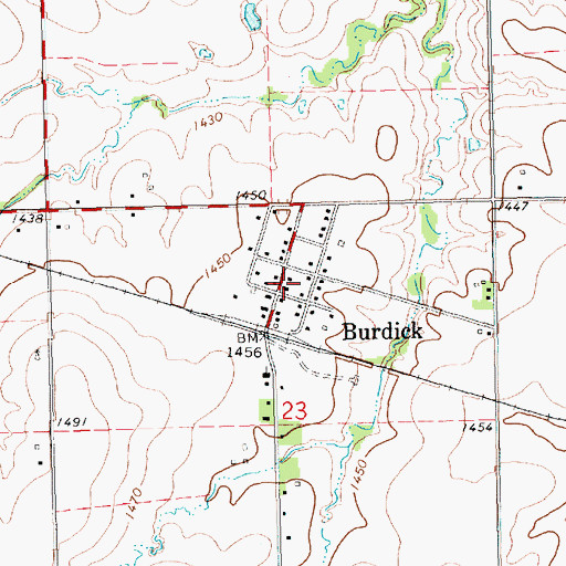 Topographic Map of Burdick and Diamond Valley Township Fire Department, KS