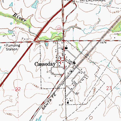 Topographic Map of Butler County Fire District 4 - Cassoday, KS