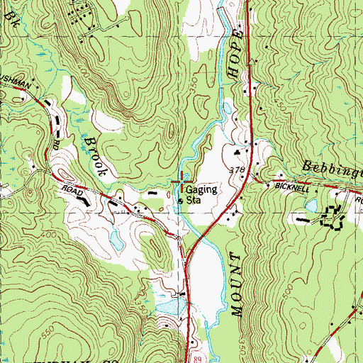 Topographic Map of Squaw Hollow Brook, CT