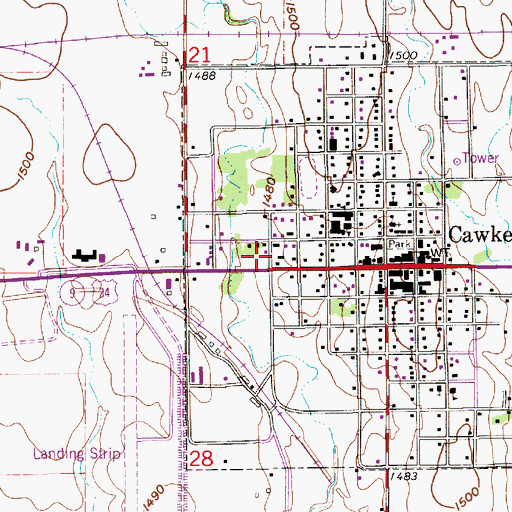 Topographic Map of Cawker City Fire Department, KS