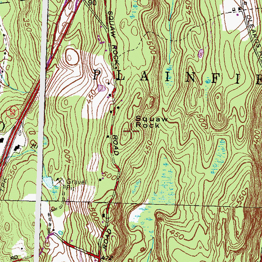 Topographic Map of Squaw Rock, CT