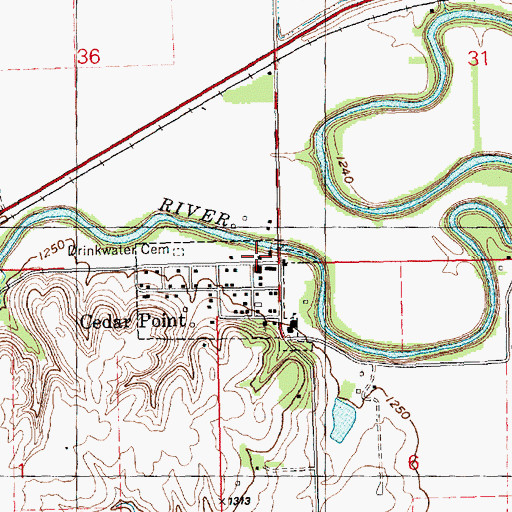 Topographic Map of Chase County Rural Fire Department Cedar Point Station, KS