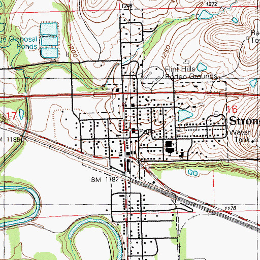 Topographic Map of Chase County Rural Fire Department Strong City Station, KS