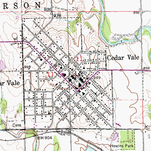 Topographic Map of Cedar Vale Fire Department, KS