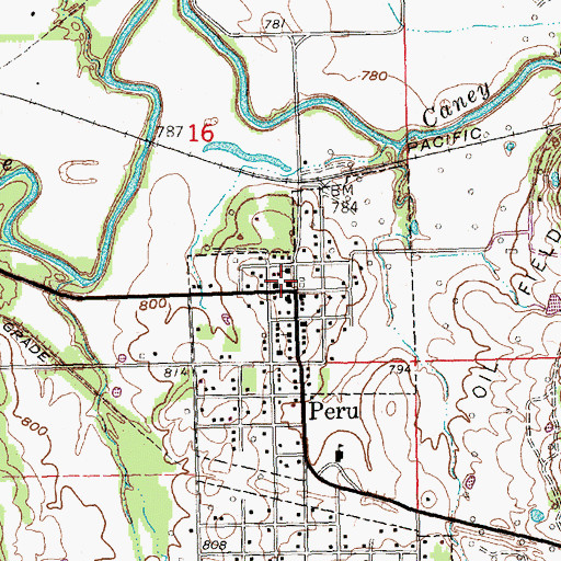 Topographic Map of Chautauqua County Rural Fire District 3 Peru Station, KS