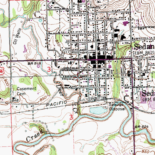 Topographic Map of Chautauqua County Rural Fire District 4, KS
