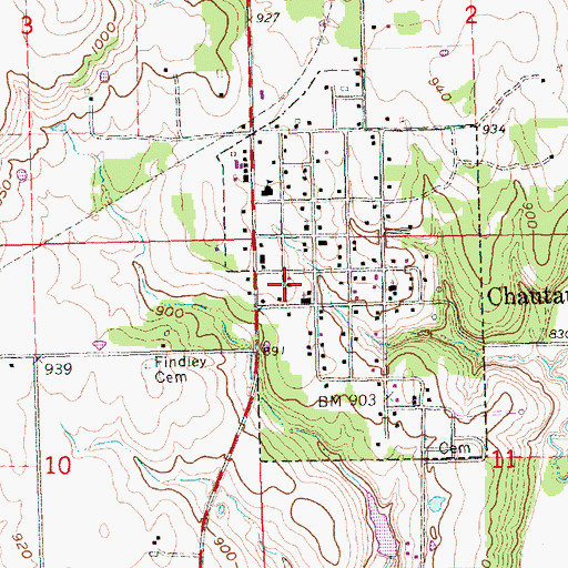 Topographic Map of Chautauqua County Rural Fire District 8, KS