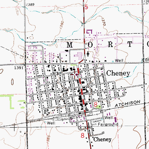 Topographic Map of Cheney Volunteer Fire Department, KS
