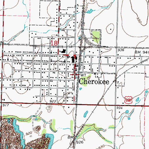 Topographic Map of Cherokee City Fire Department, KS