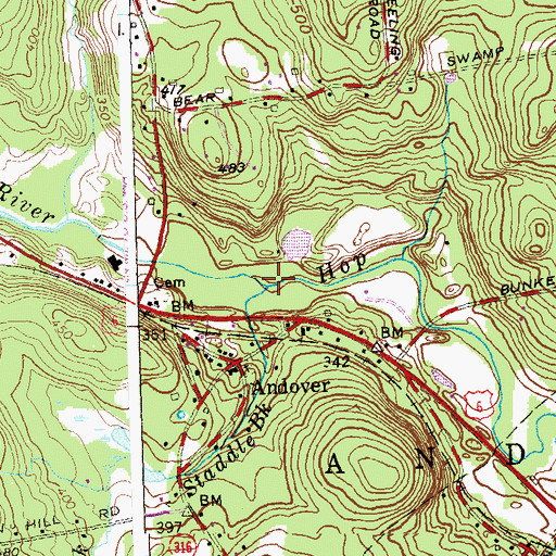 Topographic Map of Staddle Brook, CT