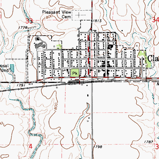 Topographic Map of Claflin Fire Department, KS