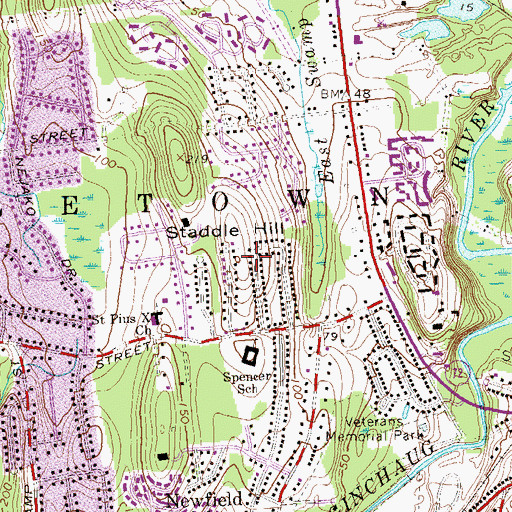 Topographic Map of Staddle Hill, CT