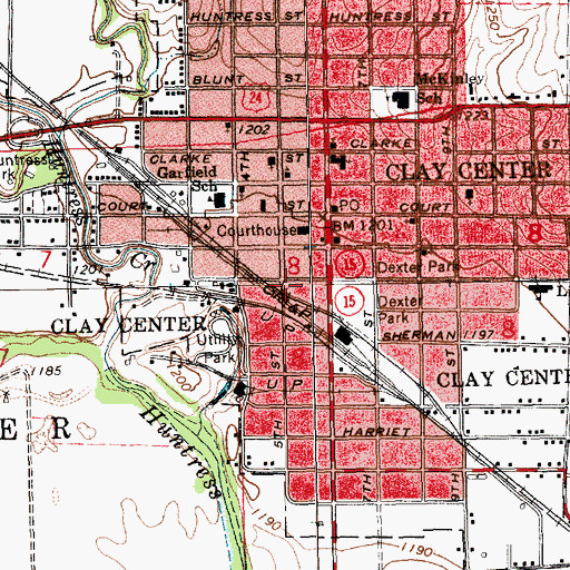 Topographic Map of Clay Center Fire Department, KS