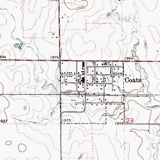 Topographic Map of Coats Rural Fire Department, KS