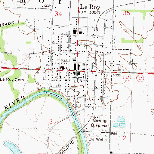 Topographic Map of Coffey County Fire District 1 Station 5, KS