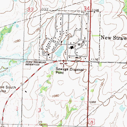 Topographic Map of Coffey County Fire District 1 Station 8, KS