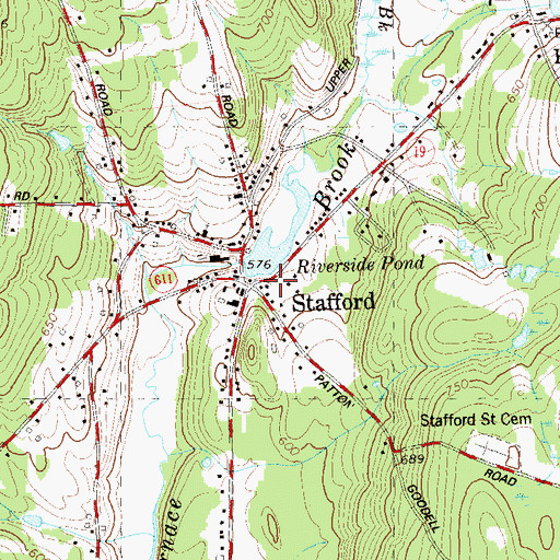 Topographic Map of Stafford, CT