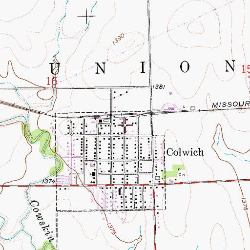 Topographic Map of Colwich Fire Department, KS