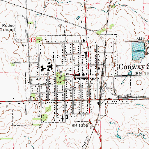 Topographic Map of Conway Springs Fire Department, KS