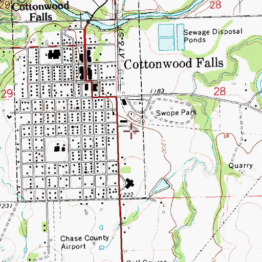 Topographic Map of Chase County Fire Department, KS