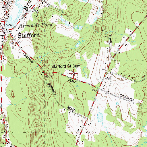 Topographic Map of Stafford Street Cemetery, CT