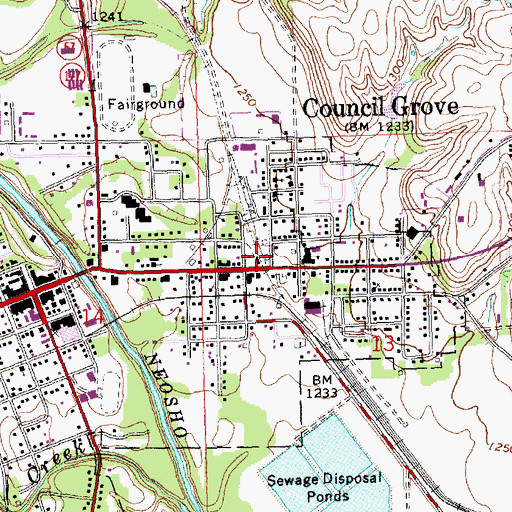Topographic Map of Council Grove Fire Department, KS