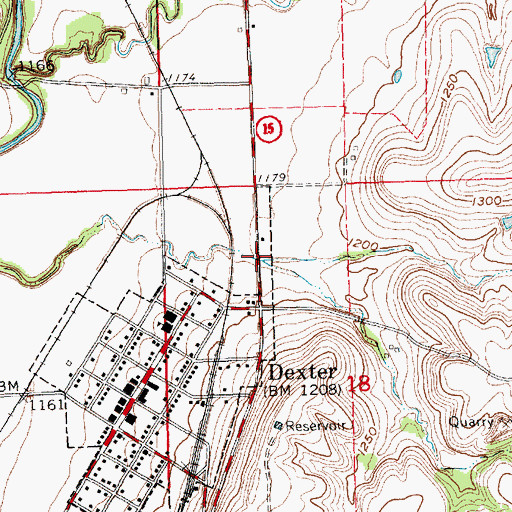 Topographic Map of Cowley County Fire District 1 Dexter, KS