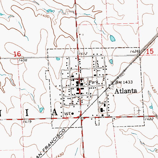 Topographic Map of Cowley County Fire District 2 Atlanta, KS