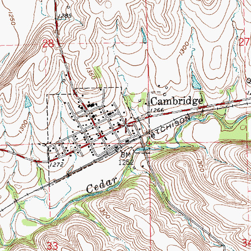 Topographic Map of Cowley County Fire District 8 Cambridge, KS