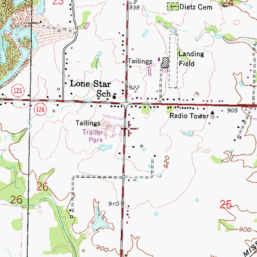 Topographic Map of Crawford County Fire District 1 Station 2, KS