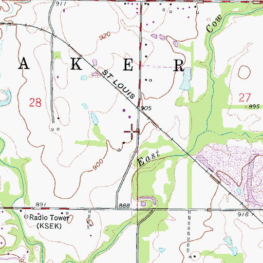 Topographic Map of Crawford County Fire District 1 Baker Township Fire Department East Station, KS
