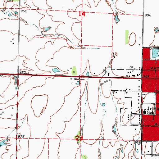 Topographic Map of Crawford County Rural Fire District 4, KS
