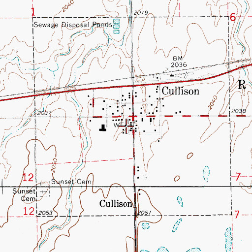 Topographic Map of Cullison Township Fire District 9, KS