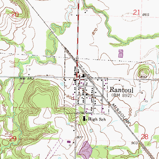 Topographic Map of Cutler Township Fire Department, KS