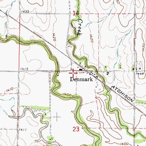 Topographic Map of Denmark - Hunter Rural Fire Department, KS