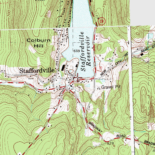 Topographic Map of Staffordville, CT