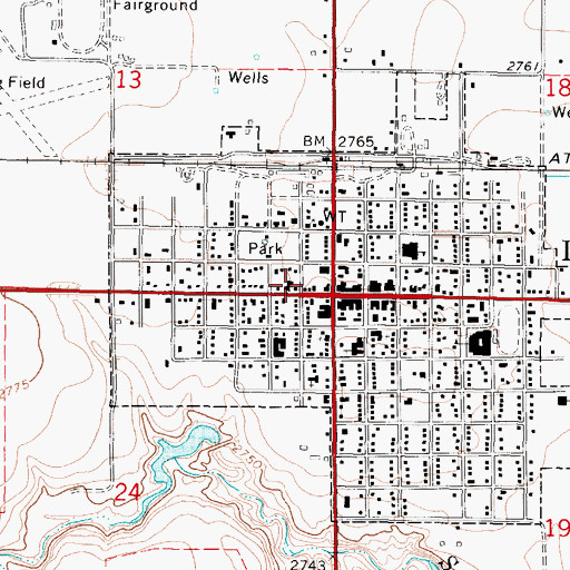 Topographic Map of Dighton Fire Station Number 1, KS