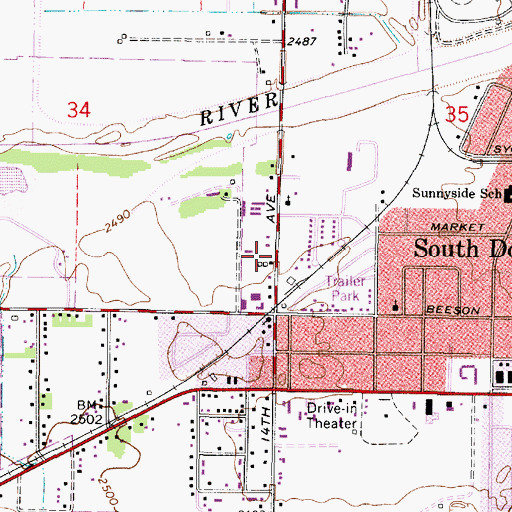 Topographic Map of Dodge City Fire Department Station 2, KS