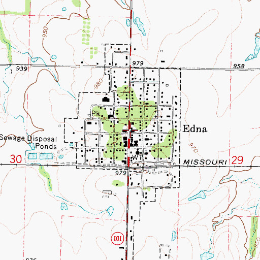 Topographic Map of Edna Volunteer Fire Department, KS