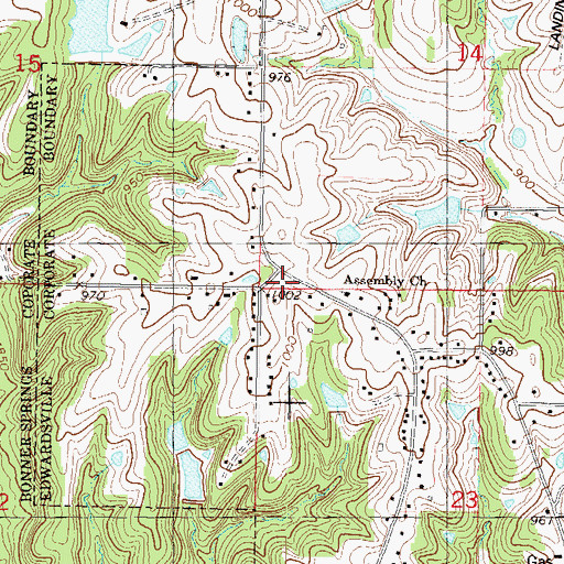 Topographic Map of Edwardsville North Fire Station 2, KS