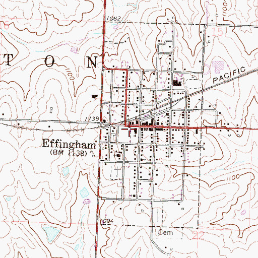 Topographic Map of Effingham City Fire Department, KS