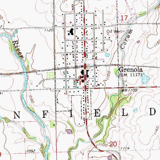 Topographic Map of Elk County Rural Fire District Grenola Fire Department, KS