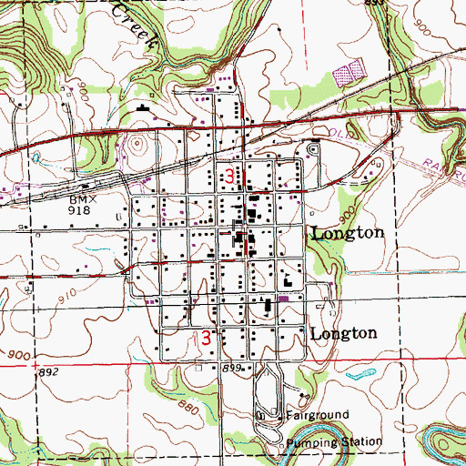 Topographic Map of Elk County Rural Fire District Longton Fire Department, KS