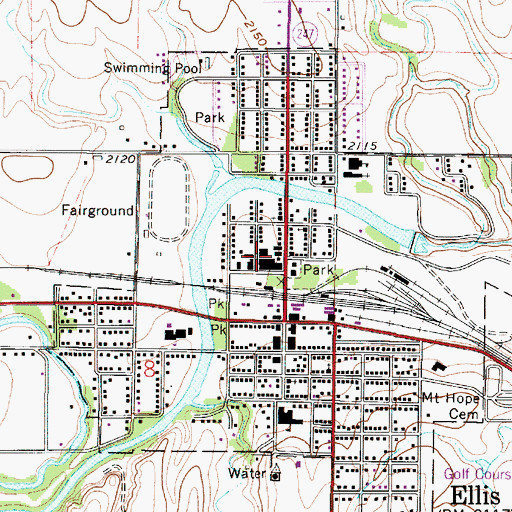 Topographic Map of Ellis Fire Department, KS