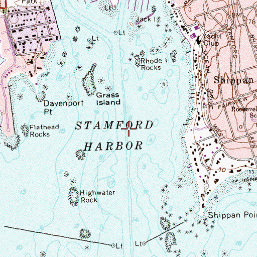 Topographic Map of Stamford Harbor, CT