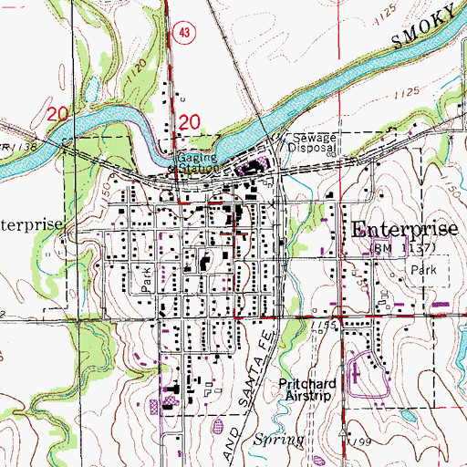 Topographic Map of Enterprise Fire Department, KS