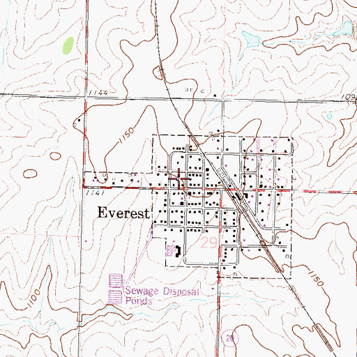 Topographic Map of Everest Fire Department, KS