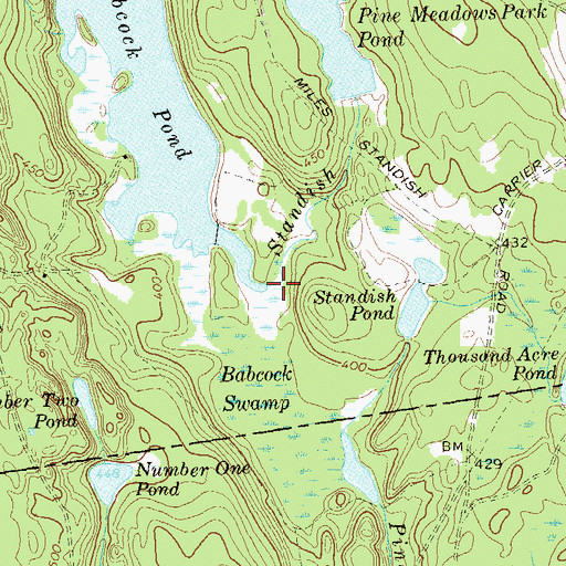 Topographic Map of Standish Brook, CT