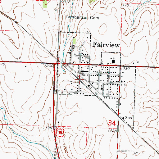 Topographic Map of Fairview - Walnut Volunteer Fire Department, KS